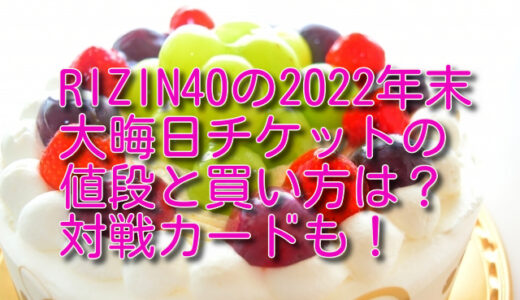 rizin40年末大晦日チケットの値段と買い方は？対戦カードも！